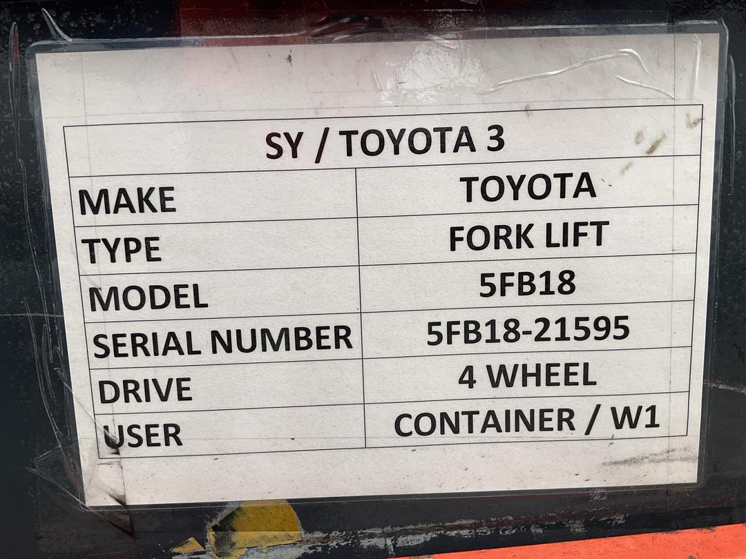 Photo '22' of Toyota 5FB18 Forklift