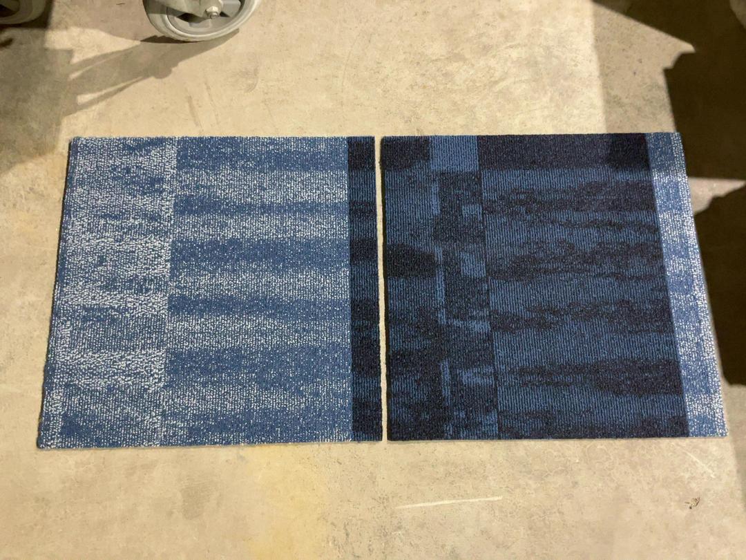 Photo '3' of 1 x box of dark and light blue carpet tiles Photo '3' of 1 x box of dark and light blue carpet tiles