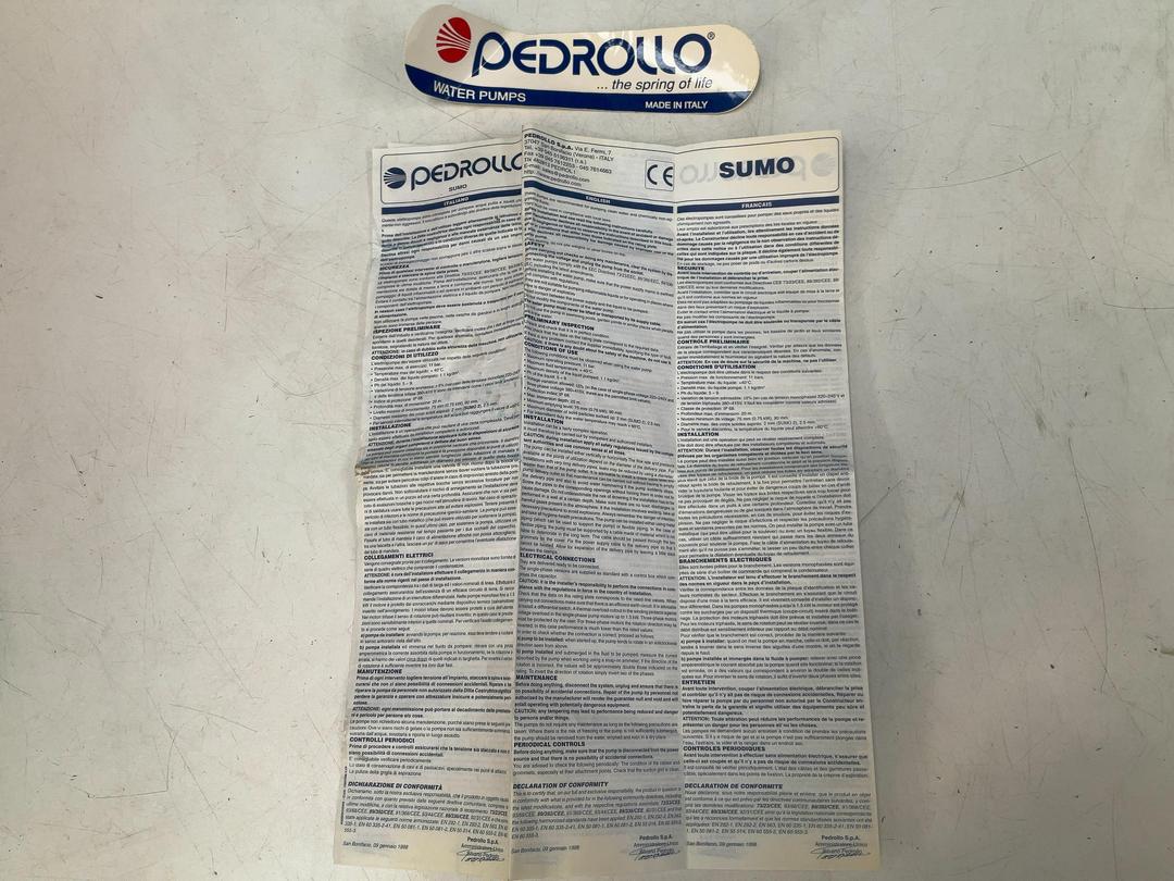 Photo '7' of Pefrollo - SUMO 4/15 Submersible Pump *NEW* Photo '7' of Pefrollo - SUMO 4/15 Submersible Pump *NEW*