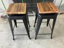 Thumbnail '1' of 2x Wooden-Like Barstools with Metal-Like Legs