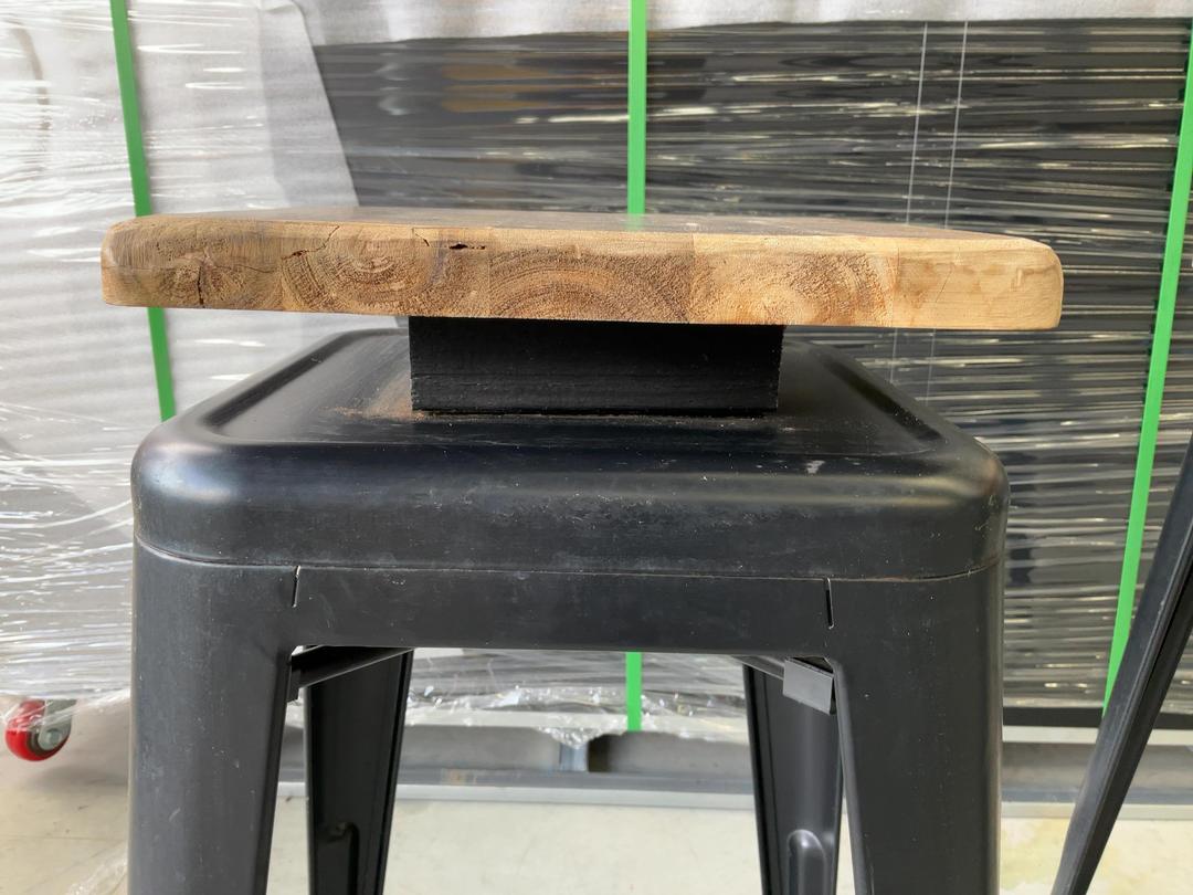 Photo '10' of 2x Wooden-Like Barstools with Metal-Like Legs