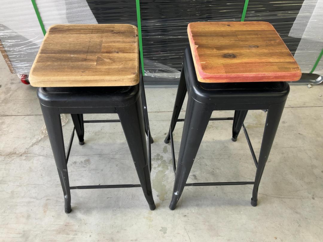 Photo '13' of 2x Wooden-Like Barstools with Metal-Like Legs