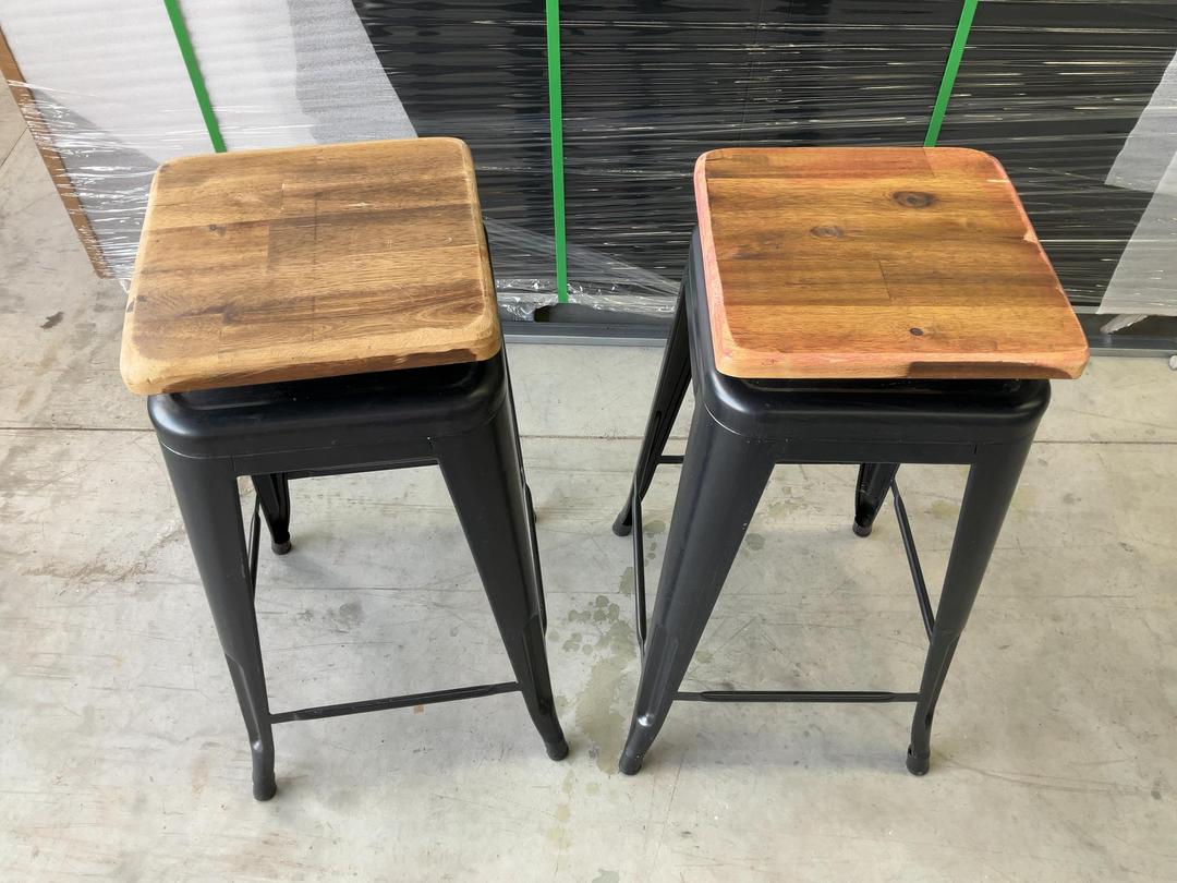 Photo '16' of 2x Wooden-Like Barstools with Metal-Like Legs