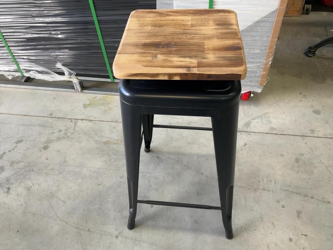 Photo '12' of 3x Wooden-Like Barstools with Metal-Like Legs