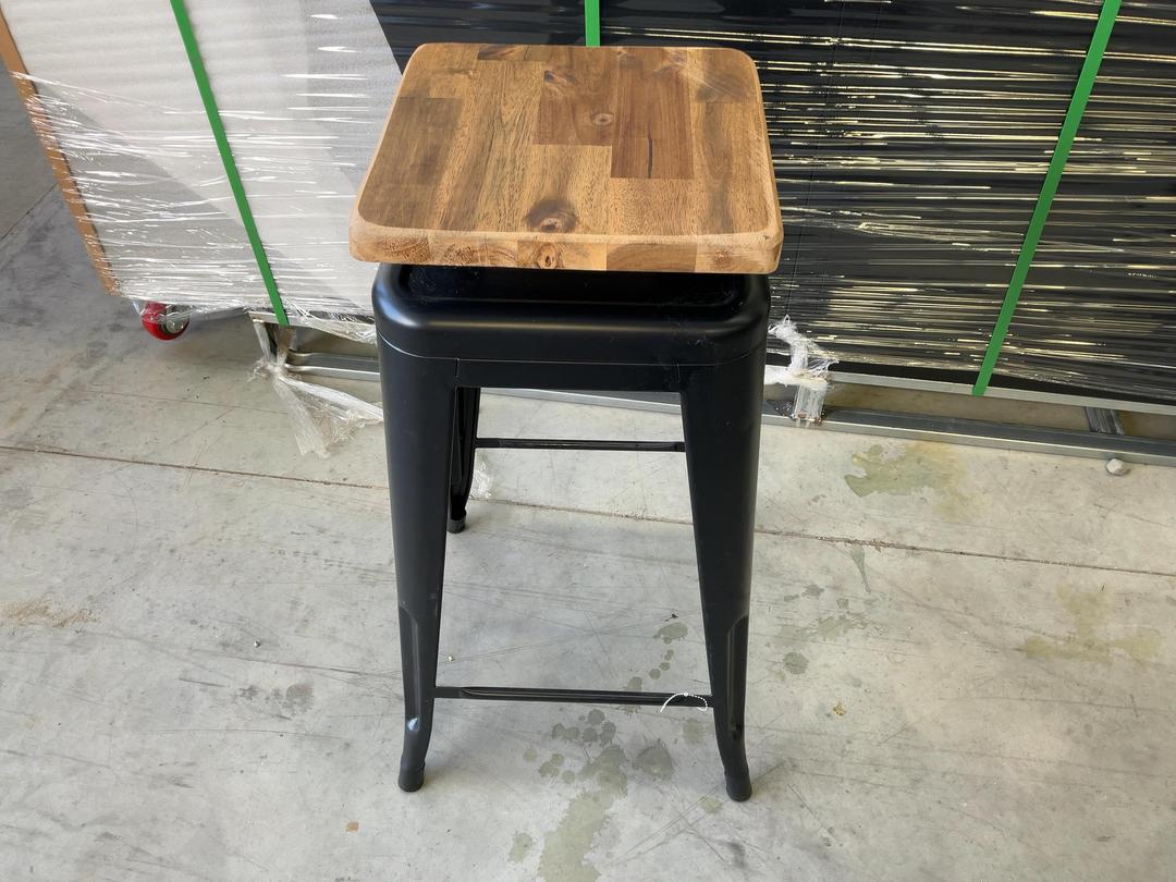 Photo '3' of 2x Wooden-Like Barstools with Metal-Like Legs