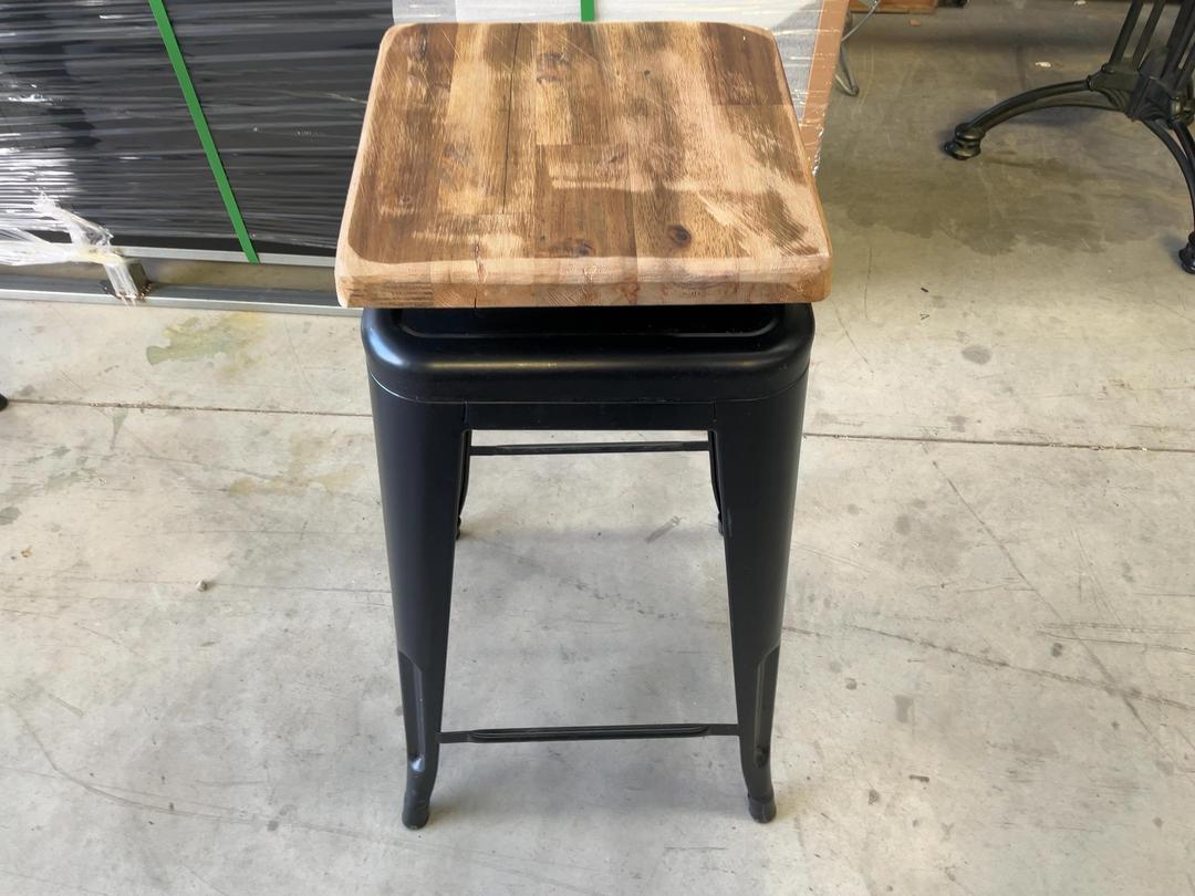 Photo '7' of 2x Wooden-Like Barstools with Metal-Like Legs