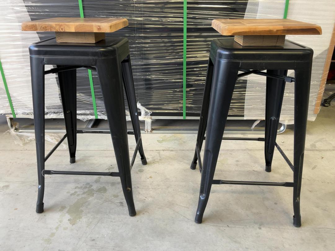 Photo '11' of 2x Wooden-Like Barstools with Metal-Like Legs