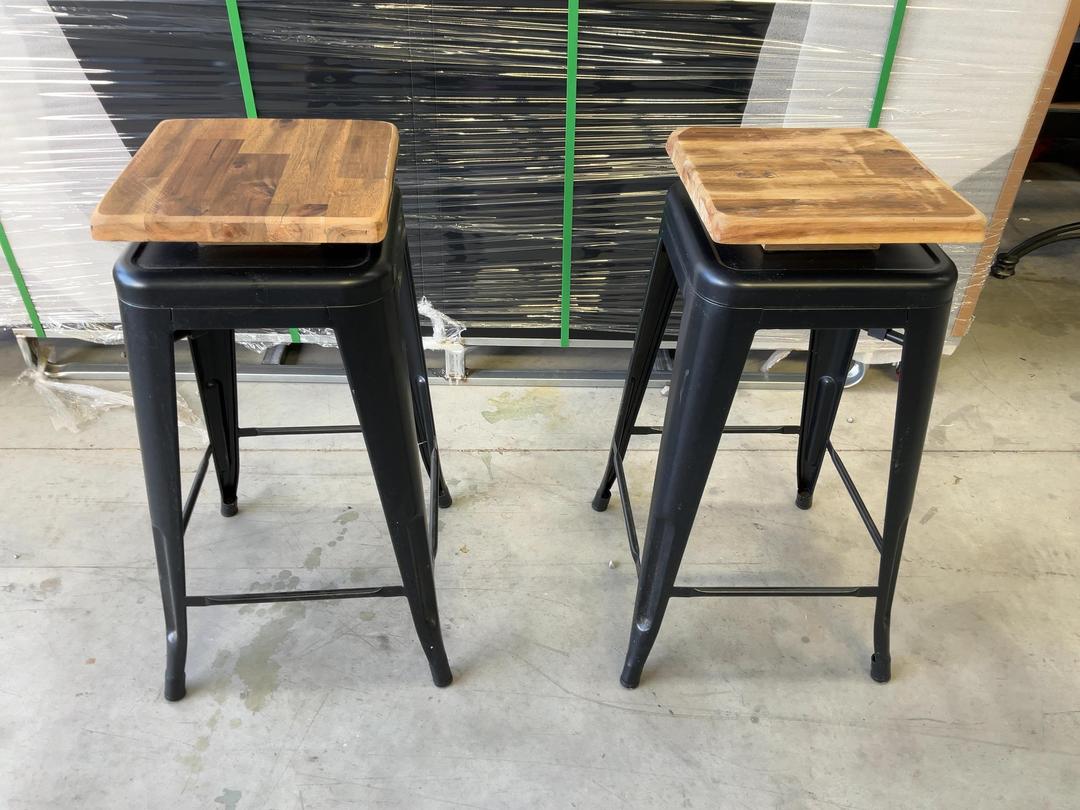 Photo '14' of 2x Wooden-Like Barstools with Metal-Like Legs