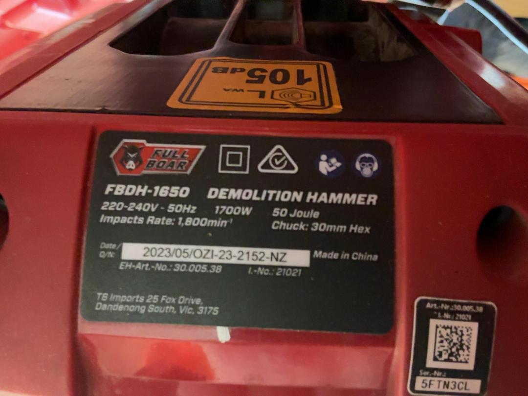 Photo '3' of Full Boar FBDH-1650 Demolition Hammer Photo '3' of Full Boar FBDH-1650 Demolition Hammer