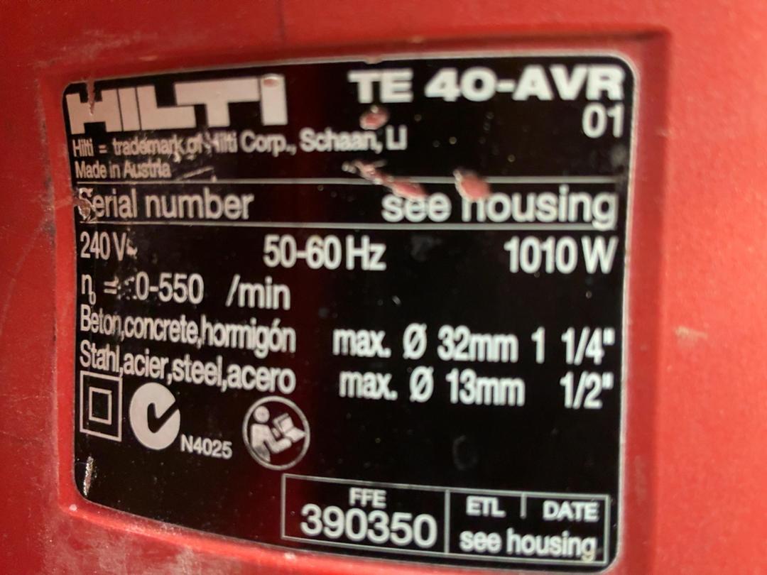 Photo '3' of Hilti TE 40-AVR Combihammer Photo '3' of Hilti TE 40-AVR Combihammer