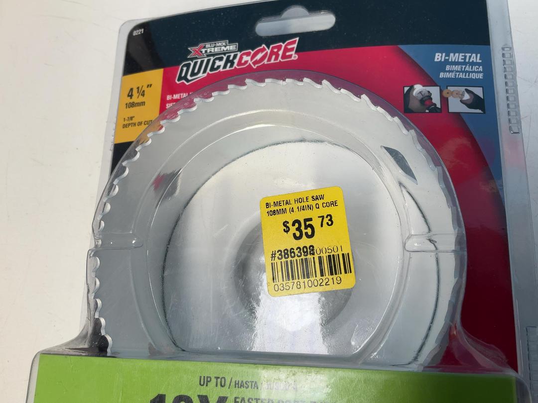 Photo '4' of Blu-Mol Xtreme Quickcore Bi-Metal Holesaw - 108mm Photo '4' of Blu-Mol Xtreme Quickcore Bi-Metal Holesaw - 108mm