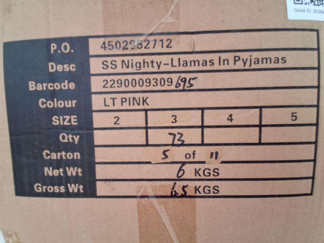 Photo '4' of Pink SS Nighty "Llamas in Pyjamas" Size 3 Photo '4' of Pink SS Nighty "Llamas in Pyjamas" Size 3
