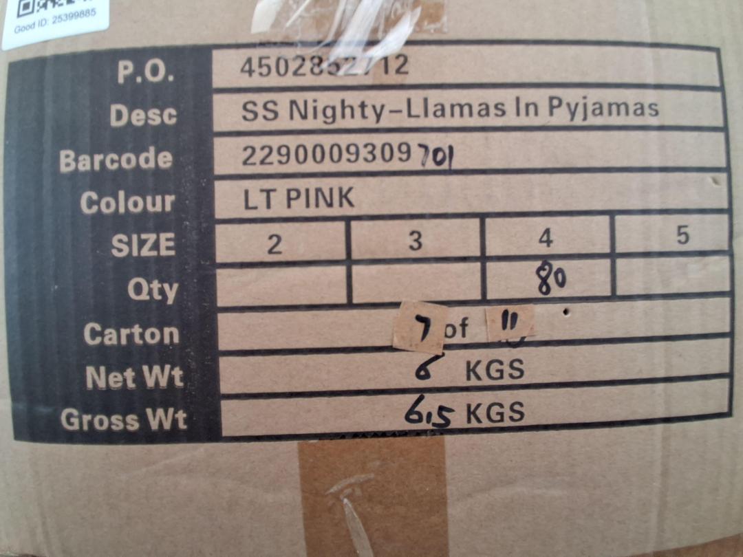 Photo '4' of Pink SS Nighty "Llamas in Pyjamas" Size 4 Photo '4' of Pink SS Nighty "Llamas in Pyjamas" Size 4