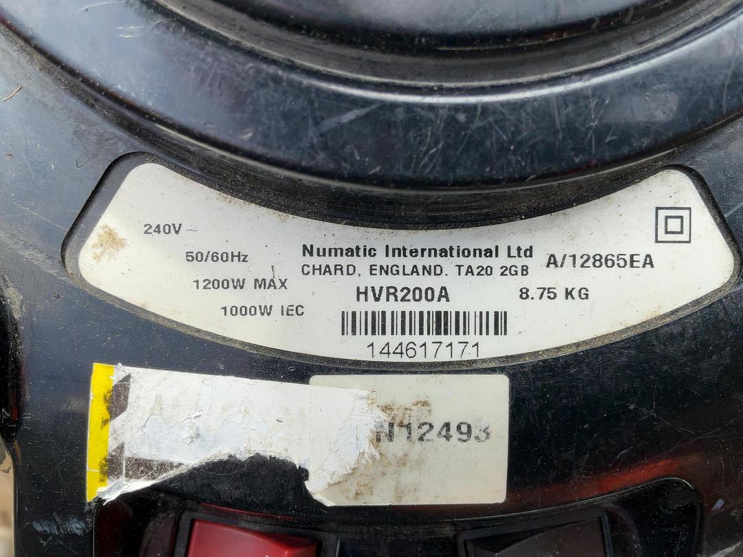 Photo '4' of Numatic HVR200A Industrial Vacuum Cleaner Photo '4' of Numatic HVR200A Industrial Vacuum Cleaner