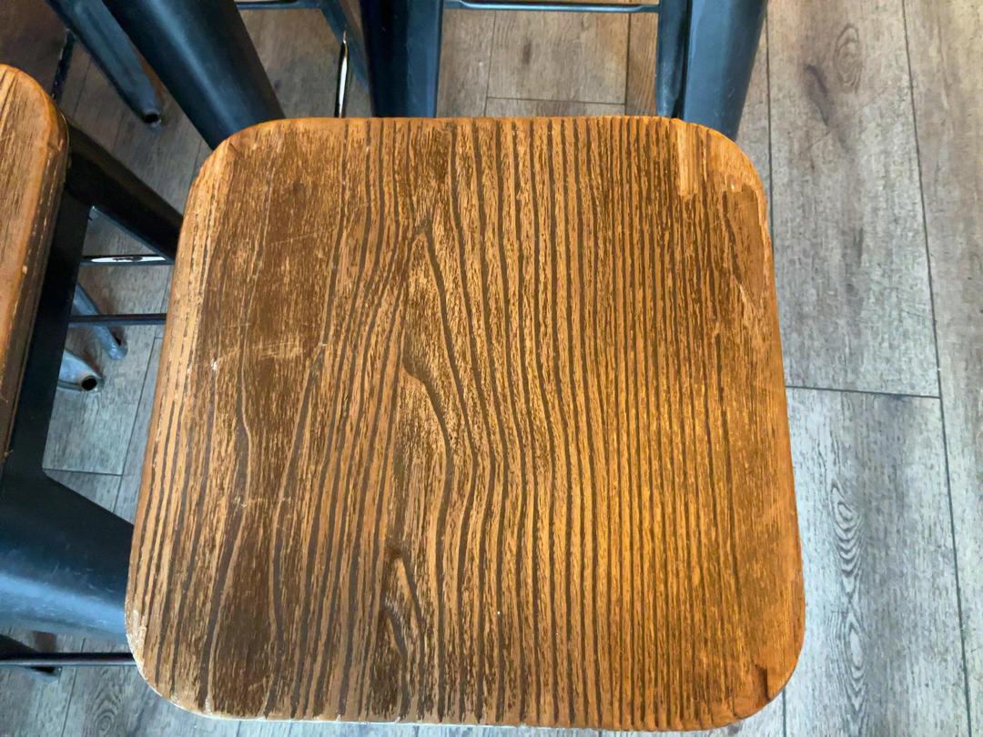 Photo '4' of 4 x Tolix style wood top bar stools