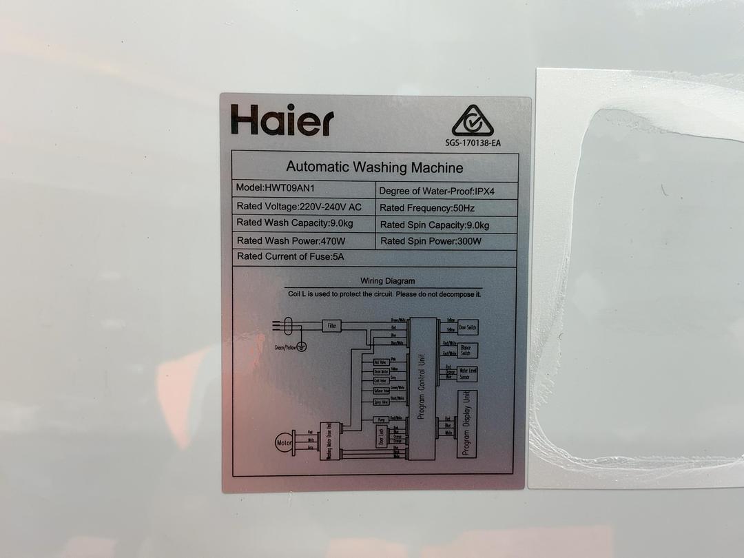 Photo '7' of Haier 9KG Washing Machine Photo '7' of Haier 9KG Washing Machine