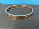 Thumbnail '1' of Gold/Rose Gold Coloured Bangle with White Coloured Stones
