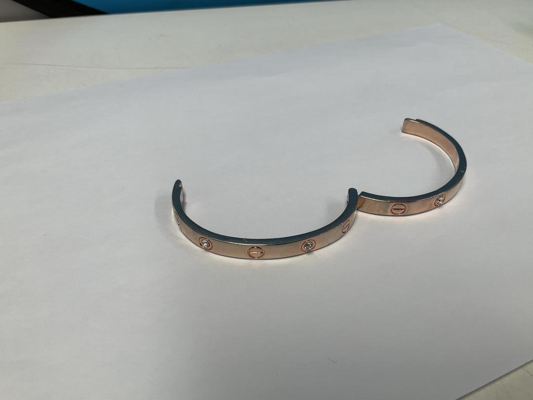 Photo '5' of Gold/Rose Gold Coloured Bangle with White Coloured Stones