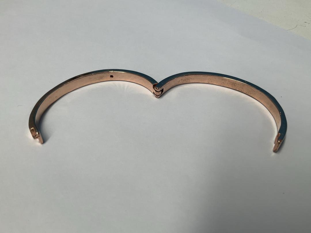 Photo '7' of Gold/Rose Gold Coloured Bangle with White Coloured Stones