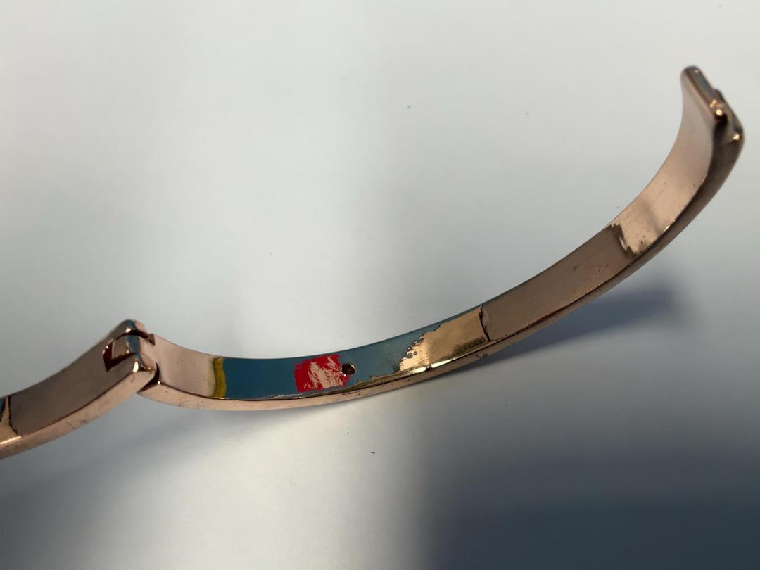 Photo '8' of Gold/Rose Gold Coloured Bangle with White Coloured Stones
