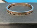 Thumbnail '10' of Gold/Rose Gold Coloured Bangle with White Coloured Stones