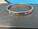 Thumbnail '12' of Gold/Rose Gold Coloured Bangle with White Coloured Stones