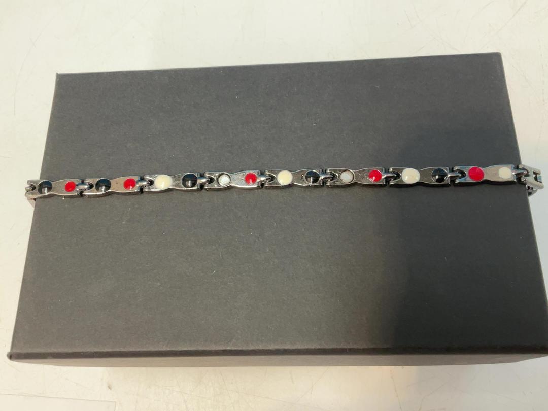 Photo '2' of Black/White/Red/Gold Coloured Bracelet Photo '2' of Black/White/Red/Gold Coloured Bracelet