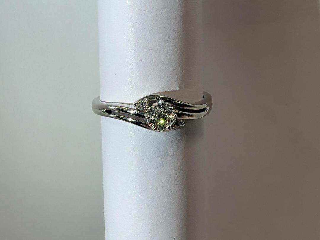 Photo '2' of White Gold Coloured Ring with Diamond Cluster Photo '2' of White Gold Coloured Ring with Diamond Cluster