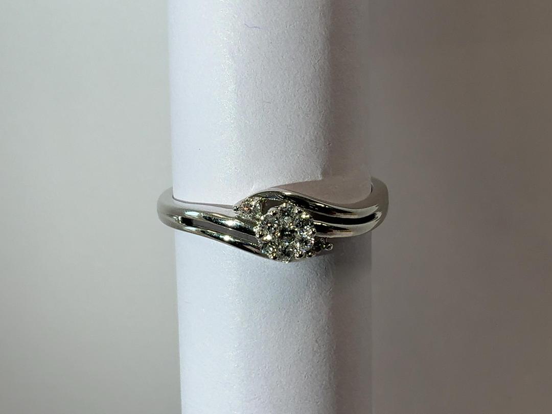 Photo '3' of White Gold Coloured Ring with Diamond Cluster Photo '3' of White Gold Coloured Ring with Diamond Cluster